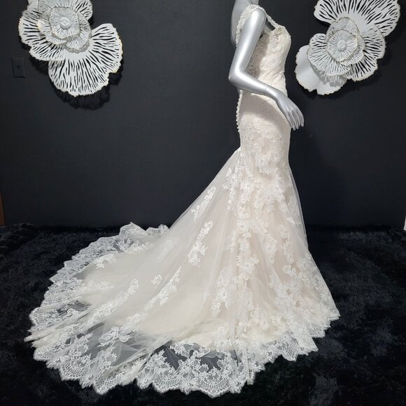 NWT~$2750~KENNETH WINSTON~6/8~IVORY EMBELLISHED LACE WEDDING DRESS BRIDAL GOWN - Picture 5 of 16